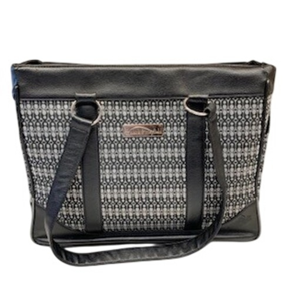 Clark & Mayfield Laptop Tote Bag Black Gray Geometric Professional Work Shoulder